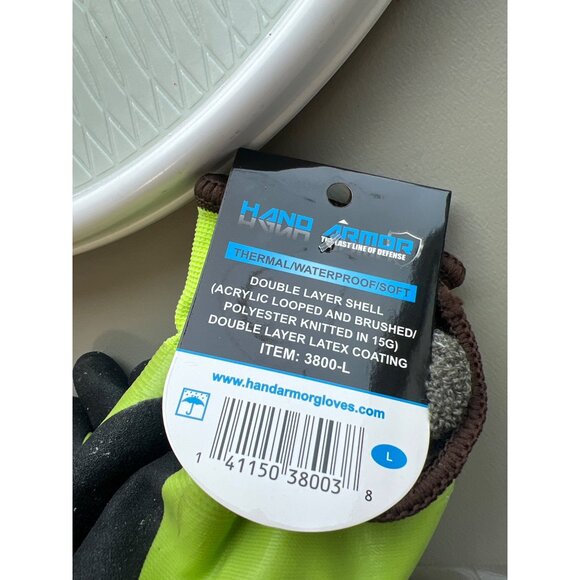 Hand Armor Thermal Waterproof Soft Work Gloves L Latex Coated Double Layer NEW - Picture 6 of 7